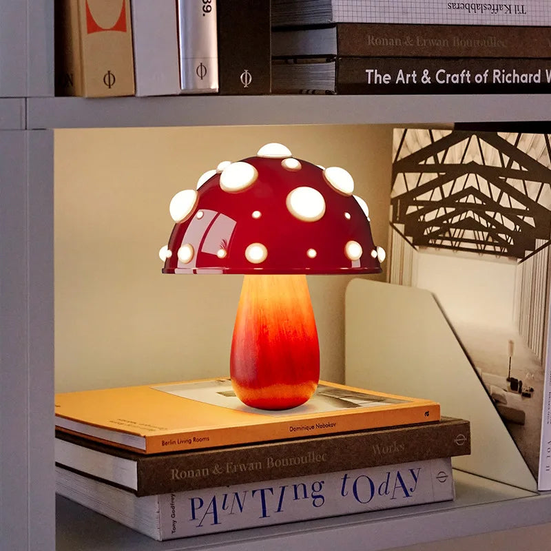 Fly Amanita Mushroom Lamp – Dual-Colour LED Desk Light USB/AC